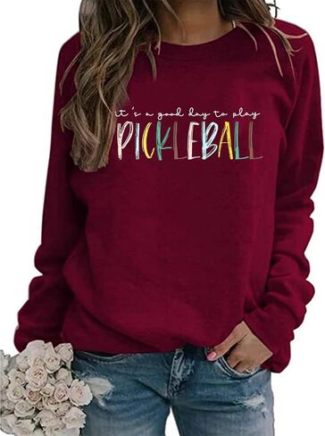 قميص Scalball Sweatshirt للنساء ، إنه يوم جيد للعب Pickleball Long Sleeve Tops Pickleball Player Lover Pullover in Kuwait