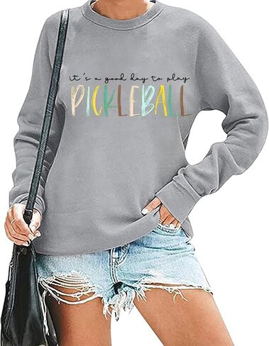 قميص Scalball Sweatshirt للنساء ، إنه يوم جيد للعب Pickleball Long Sleeve Tops Pickleball Player Lover Pullover in Kuwait