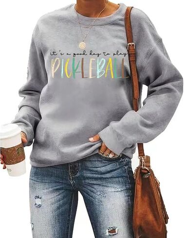 قميص Scalball Sweatshirt للنساء ، إنه يوم جيد للعب Pickleball Long Sleeve Tops Pickleball Player Lover Pullover in Kuwait