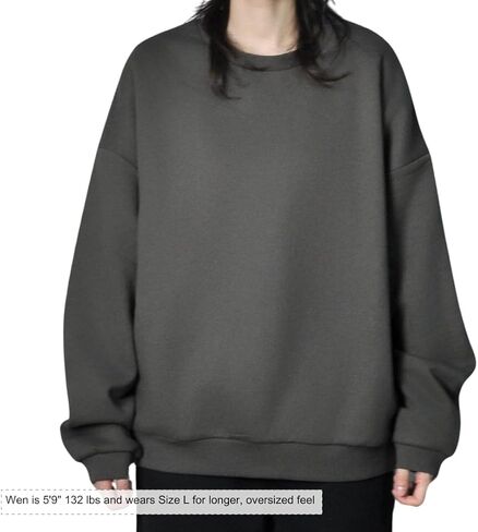 Womens Oversized Crewneck Sweatshirt Fleece Long Sleeve Hoodies Pullover in Saudi Arabia