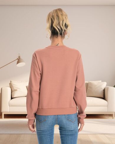 Women's Long-Sleeve Crewneck Sweatshirt Pullover Top Fall Outfits in Saudi Arabia