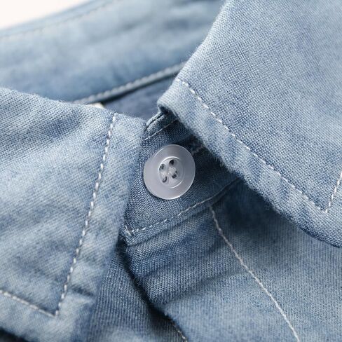 Boys Long Sleeve Denim Button Down Shirt Cotton Solid Casual Western Tops in Saudi Arabia