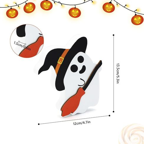 Dohia Cute Ghost Halloween Decorations Wooden Tiered Tray Decor Table Sign Halloween Decor Wooden Ghost Sign for Party Home Shelf Display ST1-YLBJ (Black Cat) in Saudi Arabia