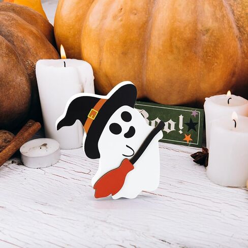 Dohia Cute Ghost Halloween Decorations Wooden Tiered Tray Decor Table Sign Halloween Decor Wooden Ghost Sign for Party Home Shelf Display ST1-YLBJ (Black Cat) in Saudi Arabia