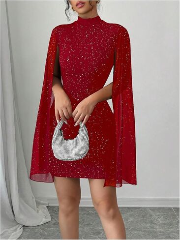Soly Hux Womet's Glitter Bodycon Mini Dress Cloak Long Long Mour Dick Cocktail Cocktail Dresses in Kuwait