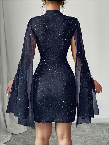 Soly Hux Womet's Glitter Bodycon Mini Dress Cloak Long Long Mour Dick Cocktail Cocktail Dresses in Kuwait