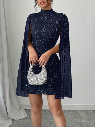 Soly Hux Womet's Glitter Bodycon Mini Dress Cloak Long Long Mour Dick Cocktail Cocktail Dresses in Kuwait