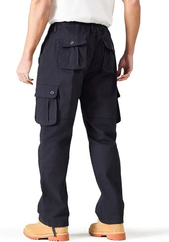 Cargo Pants for Men｜Elastic Waist, 6 Pockets & Adjustable Cuffs｜Cotton Fabric for Work, Casual & Daily Wear in Saudi Arabia