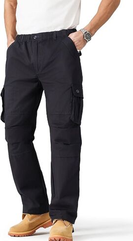 Cargo Pants for Men｜Elastic Waist, 6 Pockets & Adjustable Cuffs｜Cotton Fabric for Work, Casual & Daily Wear in Saudi Arabia