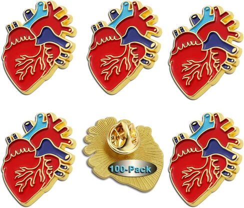 12/50/100 Pcs Red Realistic Anatomical Heart Enamel Lapel Pin Multi -Purpose in Kuwait