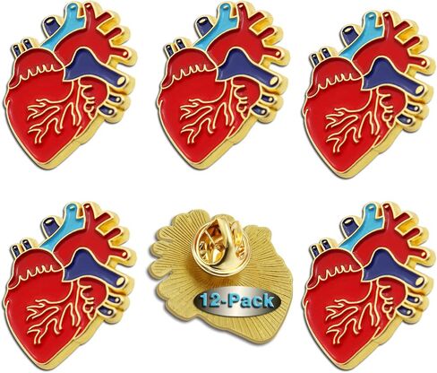 12/50/100 Pcs Red Realistic Anatomical Heart Enamel Lapel Pin Multi -Purpose in Kuwait