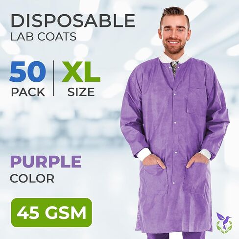 AMZ Disposable Lab Coats for Adults, Large. Pack of 10 Teal Blue SMS Knee Length Lab Coat Disposable. 45 GSM Disposable Coats Medical. Painting Lab Coat with Cuffs, Knit Collar, and 3 Pockets in Saudi Arabia