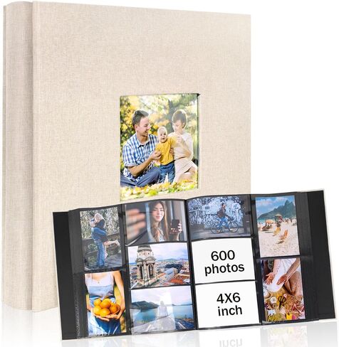 Colemoly Linen Photo Album 4x6 600 Pockets Big Capacity Albums for Storing 600 Horizontal and Vertical Pictures for Family, Friends and Pets(Black, 600 Pockets) in Saudi Arabia