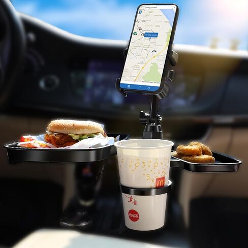 5-in-1 Car Cup Holder Expander with Tray & Phone Holde - All Purpose Food Tray for Car Passenger Seat Tray for Eating & Organize – Perfect for Family Cars, Rvs, Trucks, Work & Travel in Saudi Arabia