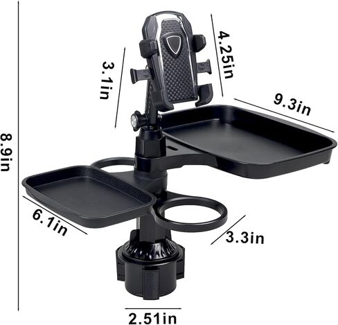 5-in-1 Car Cup Holder Expander with Tray & Phone Holde - All Purpose Food Tray for Car Passenger Seat Tray for Eating & Organize – Perfect for Family Cars, Rvs, Trucks, Work & Travel in Saudi Arabia