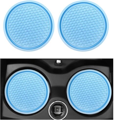 2PCS Honeycomb Waterproof Coasters, 2.75'' PVC Anti Slip Cup Holder Inserts, Universal Car Accessories (Light Blue) in Saudi Arabia