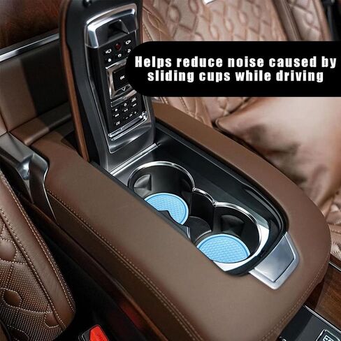 2PCS Honeycomb Waterproof Coasters, 2.75'' PVC Anti Slip Cup Holder Inserts, Universal Car Accessories (Light Blue) in Saudi Arabia