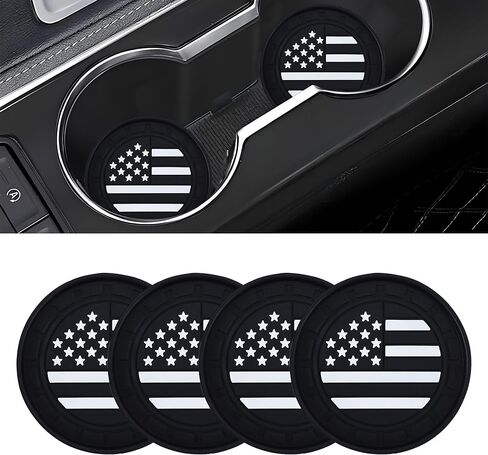 Amooca Car Cup Coaster 4 Pack US Flag Universal Non-Slip Cup Holders Insert Coasters Cup Mats Car Interior Accessories American Flag Gray in Saudi Arabia