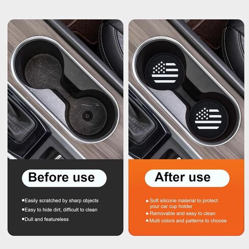 Amooca Car Cup Coaster 4 Pack US Flag Universal Non-Slip Cup Holders Insert Coasters Cup Mats Car Interior Accessories American Flag Gray in Saudi Arabia