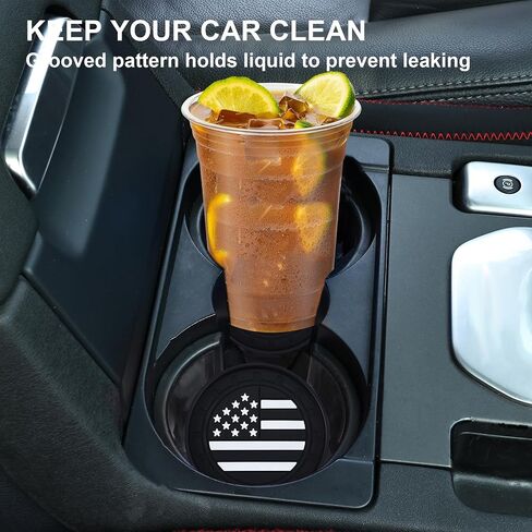 Amooca Car Cup Coaster 4 Pack US Flag Universal Non-Slip Cup Holders Insert Coasters Cup Mats Car Interior Accessories American Flag Gray in Saudi Arabia