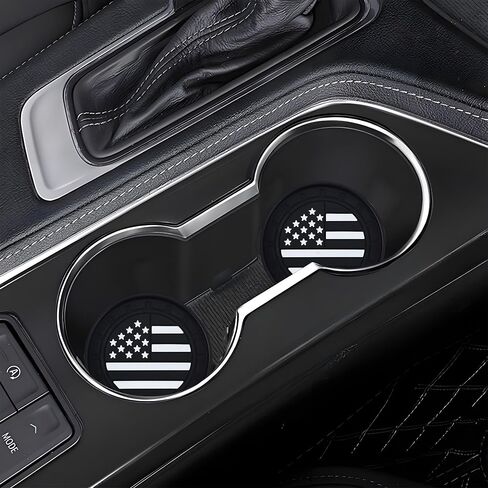 Amooca Car Cup Coaster 4 Pack US Flag Universal Non-Slip Cup Holders Insert Coasters Cup Mats Car Interior Accessories American Flag Gray in Saudi Arabia