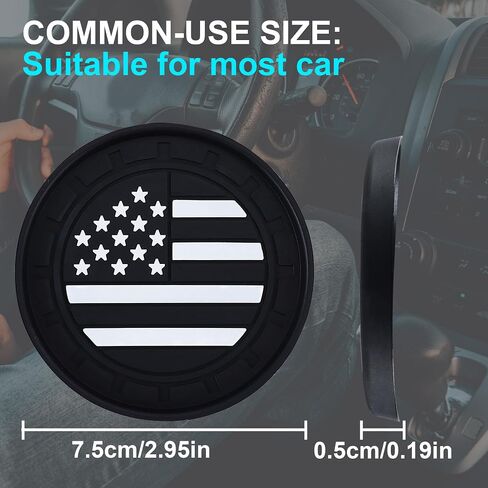 Amooca Car Cup Coaster 4 Pack US Flag Universal Non-Slip Cup Holders Insert Coasters Cup Mats Car Interior Accessories American Flag Gray in Saudi Arabia