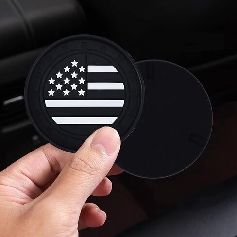 Amooca Car Cup Coaster 4 Pack US Flag Universal Non-Slip Cup Holders Insert Coasters Cup Mats Car Interior Accessories American Flag Gray in Saudi Arabia