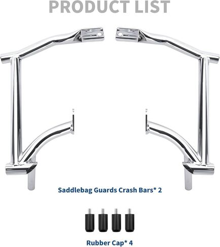 chrome chrome saddlebag guard barks saddlebag bars مع نهايات مطاطية لإكسسوارات الدراجات النارية المتوافقة مع Harley Touring 2009-2024 in Kuwait