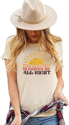 Every Little Thing is Gonna Be Alright Shirt Women Country Music Tshirt Hippie Gift Shirt Vintage Graphic Tees Top in Kuwait
