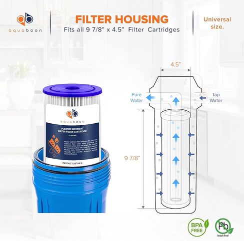 Aquaboon 5 ميكرون 10 × 4.5 خرطوشة بديلة لفلتر مياه الرواسب المطوي | ترشيح الرواسب المنزلية بالكامل | متوافق مع FXHSC، ECP5، FM-10-5، CP5S، 255490-43، HDC3001، 4 عبوات in Kuwait