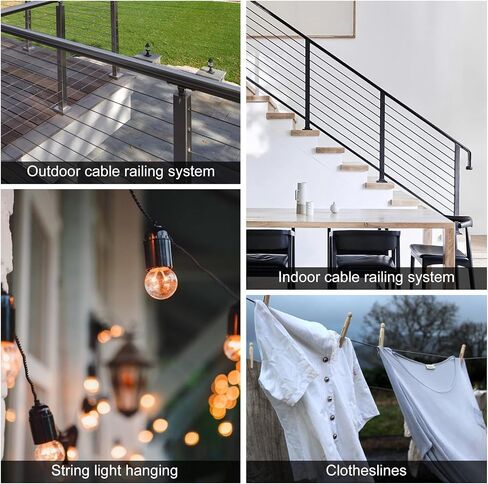 Thickened Black 3/16" Stainless Steel Cable, 250ft Wire Rope, 7X19 Strands Aircraft Cable, 3700lbs Breaking Strength, Zip Line for Heavy Duty Applications, Deck Railing, String Lights & Yard Zipline in Saudi Arabia