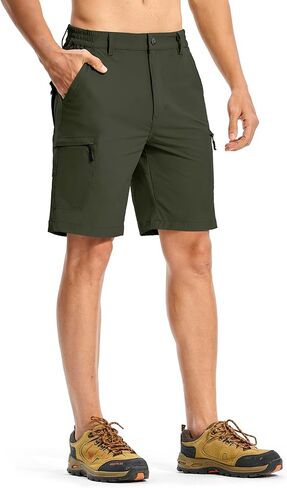 Rdruko Men's Quick Dry Hiking Cargo Shorts Lightweight Outdoor Fishing Travel Summer Shorts with 6 Zipper Pockets in Kuwait