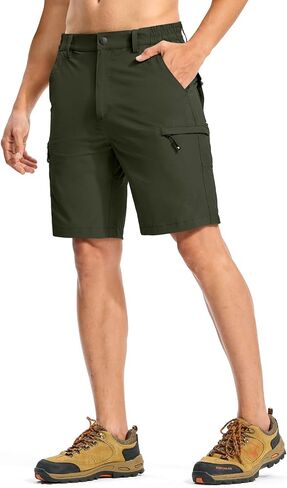 Rdruko Men's Quick Dry Hiking Cargo Shorts Lightweight Outdoor Fishing Travel Summer Shorts with 6 Zipper Pockets in Kuwait