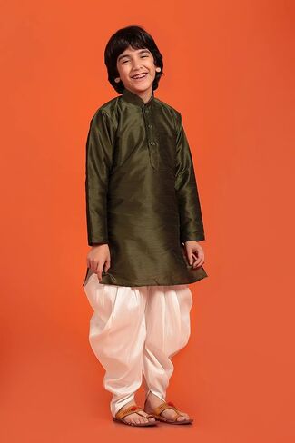 AJ DEZINES Kids Silk Blend Dhoti Kurta Set for Boys in Kuwait