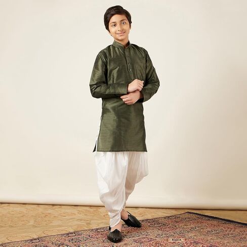 AJ DEZINES Kids Silk Blend Dhoti Kurta Set for Boys in Kuwait