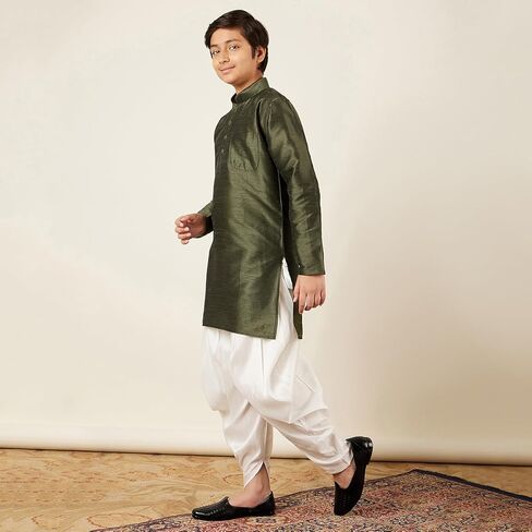AJ DEZINES Kids Silk Blend Dhoti Kurta Set for Boys in Kuwait