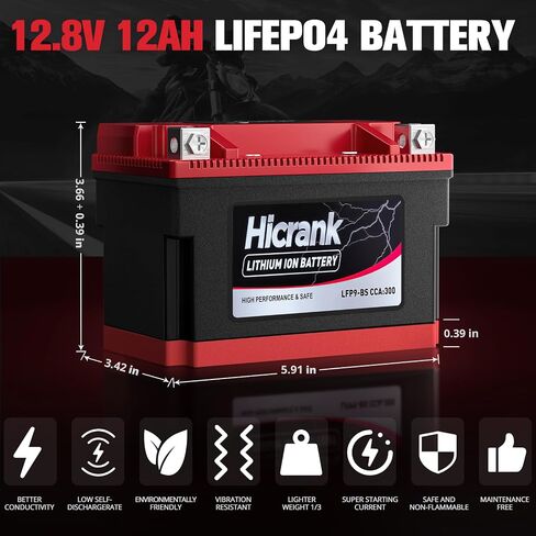 YTX9-BS ، 2x Cranking Power ، 5x Life ، Lithium LifePo4 Potorcycle Battery ، 280 CCA ، Digital Readout ، PowerSports Battery ، Matv for ATV ، UTV ، 4 Wheeler ، Seadoo ، Polaris ، Lawn Mower ، Generator in Kuwait