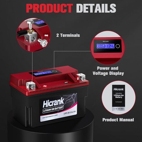 YTX9-BS ، 2x Cranking Power ، 5x Life ، Lithium LifePo4 Potorcycle Battery ، 280 CCA ، Digital Readout ، PowerSports Battery ، Matv for ATV ، UTV ، 4 Wheeler ، Seadoo ، Polaris ، Lawn Mower ، Generator in Kuwait