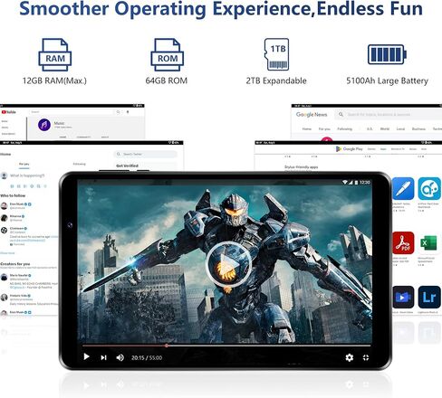 HAOVM M8 Android 14 Tablet 8 بوصة، وحدة المعالجة المركزية 8 النواة، 12 جيجابايت + 64 جيجابايت، 2 تيرابايت قابلة للتوسيع، شاشة HD IPS، Widevine L1، Wi-Fi 6، BT5.4، كاميرا 5 ميجابكسل + 8 ميجابكسل، بطارية كبيرة 5100 مللي أمبير في الساعة، جهاز لوحي للأطفال، أ in Saudi Arabia
