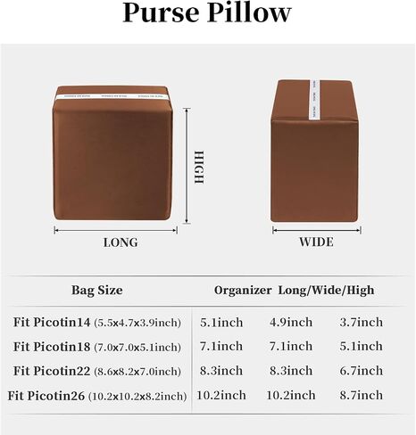 Picotin 18 Bag Pillow Shaper, Purse Handbag Shaper Insert Compatible with Hermes Picotin Bags, Silky Satin Surface and Soft Memory Foam Inner (Gold, Picotin18) in Saudi Arabia
