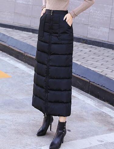 المرأة المعزولة أسفل التنورة الشتوية الشتاء الدافئة السحاب الأمامية مبطنة مبطنة مبطن تنورة مع جيوب in Kuwait