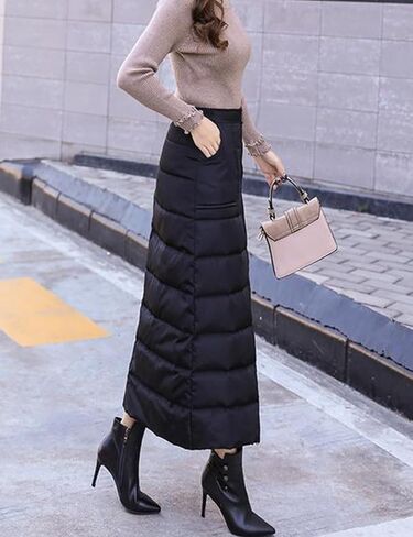 المرأة المعزولة أسفل التنورة الشتوية الشتاء الدافئة السحاب الأمامية مبطنة مبطنة مبطن تنورة مع جيوب in Kuwait