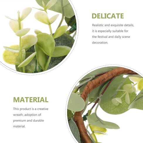 Homsfou 2pcs eucalyptus الاصطناعية يترك شمعة حلقات الزهور من شمعة حامل الشمعة الزهور الدقة شمعة الحفل الزفاف ديكور سطح المكتب (أخضر) in Kuwait