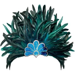 HOMELEX Women's Black Feather Headpiece Carnival Caribbean Headdress Showgirl Accessories