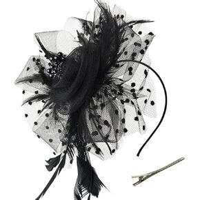 Women-Fascinators Hats - Girls Kentucky-Derby Flower Mesh Veil Feathers Tea Party Headwear for Wedding