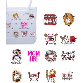 Charms for Bogg Bag Accessories,12Pcs Acrylic Baseball Charms for Bogg Bag Compatible with Simply Southern Beach Bag Tote