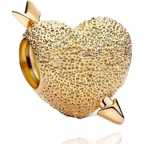 حبات السحر 925 Sterling Silver Love Gold Dangle Pendant with 5A Cubic Fits for Charms for Woman Mother's Christmas Gift