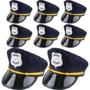 8 Pcs Adult Police Hat Cop Costume Hat Policeman Hat Party Hat for Men Women Police Party Supplies Halloween Cosplay