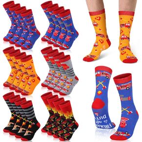 12 Pairs Firefighter Socks for Men Fireman Graduation Gifts for Men Father Day International Firefighters Day Supply