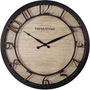 Presentime & Co 10" Farmhouse Series Wall Clock, Cottage Style, Vintage Design, Oil Rubbed Bronze